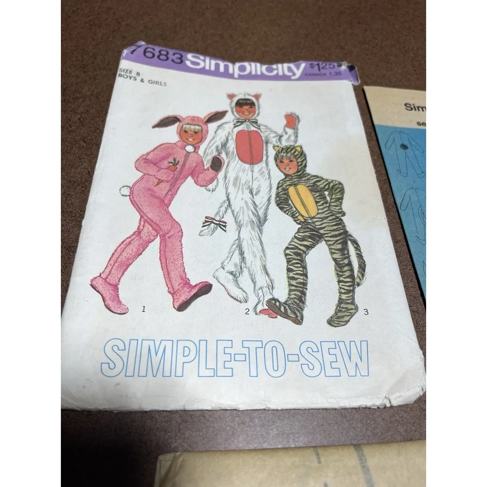 Simplicity 7683 Pattern Halloween Costume Kids Bunny Or Cat Size 8